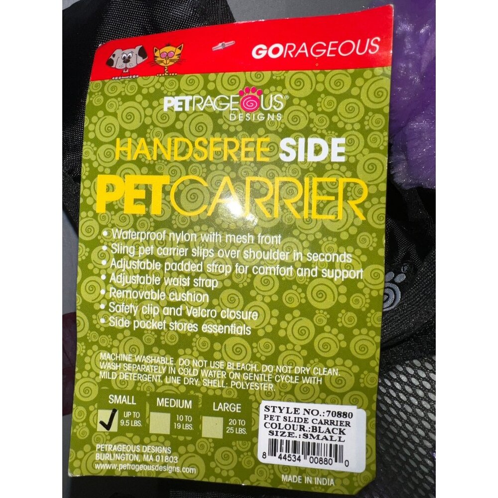 Pet Rageous Hands-Free Side Pet Carrier Sling Small Size Black - Picture 3 of 3